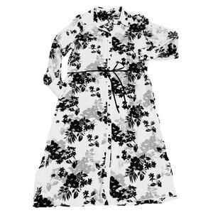 White House Black Market NWT Womens Dress Sz.18 Sheer Button Front Black Floral